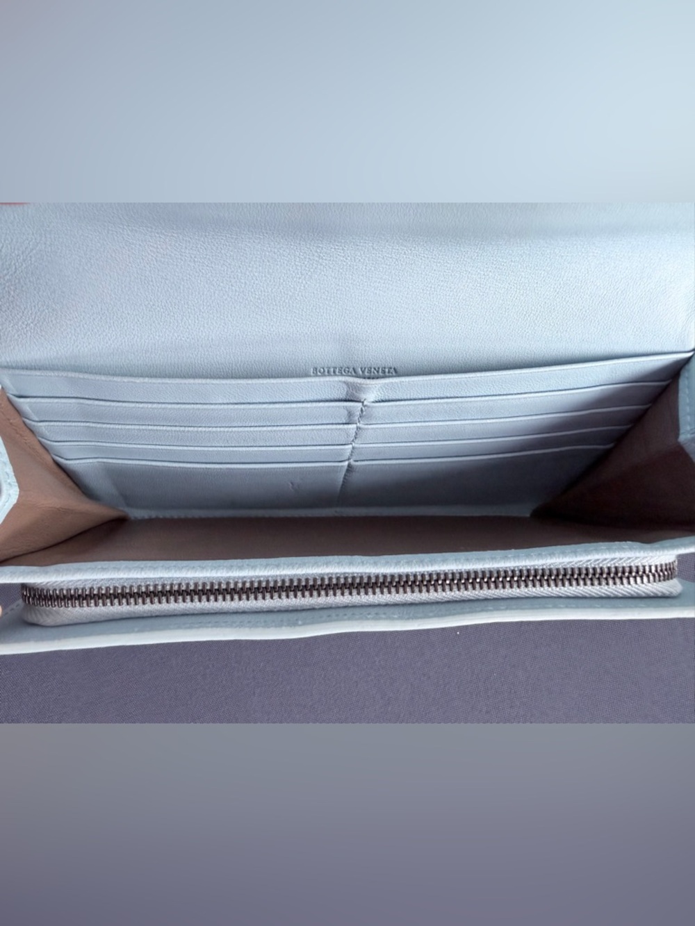 Bottega Veneta Light Blue Woven Clutch - Picture 7 of 12